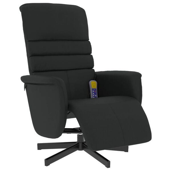 vidaXL Massage Recliner Chair with Footrest Black Faux Leather