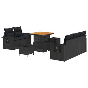 vidaXL Garden Sofa Set 10 pcs 7-Seater Black Poly Rattan