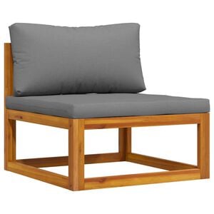 vidaXL Sectional Middle Sofa & Dark Grey Cushion Solid Acacia Wood