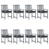 vidaXL Garden Chairs with Cushions 8 pcs Solid Acacia Wood Grey