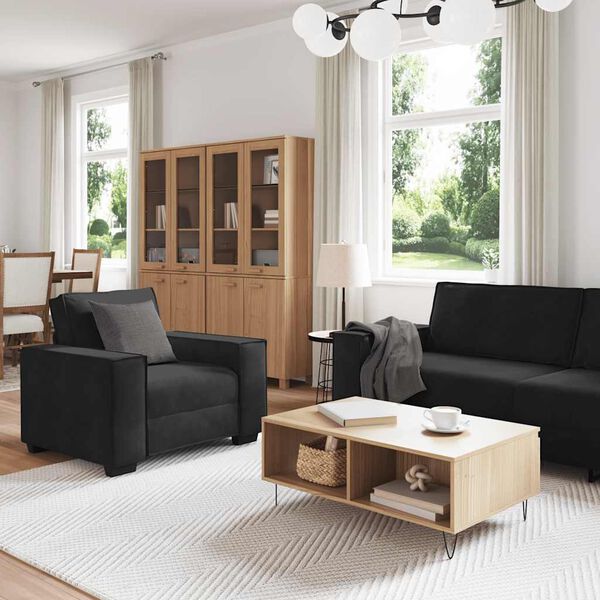 vidaXL 3 Piece Sofa Set with Cushions Black Velvet