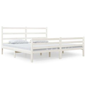 vidaXL Bed Frame | White | Solid Pine Wood | King | Bed Frame | Rectangular