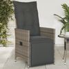 vidaXL Reclining Garden Chair with Cushions Grey Poly Rattan