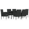 vidaXL 7 Piece Garden Dining Set Black Poly Rattan and Steel