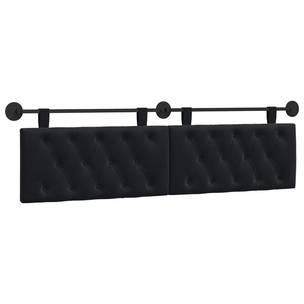 vidaXL Hanging Headboard Wall-mounted Black 190 x 55 x 7 cm Velvet