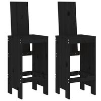 vidaXL Bar Stools 2 pcs Black 40x42x120 cm Solid Wood Pine