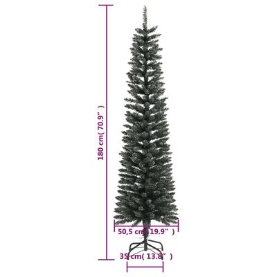 vidaXL Artificial Slim Christmas Tree with Stand Green 180 cm PVC