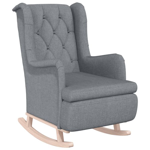 vidaXL Armchair with Rocking Legs and Stool Light Grey Fabric