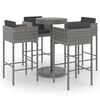 vidaXL 5 Piece Garden Bar Set with Cushions Poly Rattan Grey