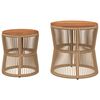 vidaXL Garden Side Tables 2 pcs with Wooden Top Beige Poly Rattan