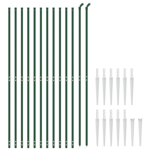vidaXL Wire Mesh Fence with Spike Anchors Green 1.6x25 m