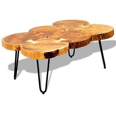 vidaXL Coffee Table 35 cm 6 Trunks Solid Sheesham Wood
