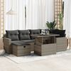 vidaXL 7 Piece Garden Sofa Set with Cushions Grey Poly Rattan