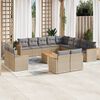 vidaXL 14 Piece Garden Sofa Set with Cushions Beige Poly Rattan
