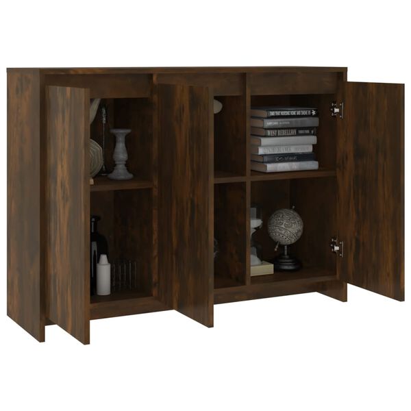 vidaXL Sideboard Smoked Oak 102x33x75 cm Engineered Wood