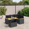 vidaXL 5 Piece Garden Sofa Set with Cushions Black Poly Rattan
