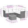 vidaXL 6 Piece Garden Sofa Set with Cushions Grey Poly Rattan
