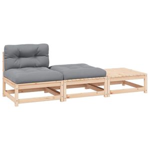 vidaXL Garden Lounge Set | Natural Pine, Grey Cushions
