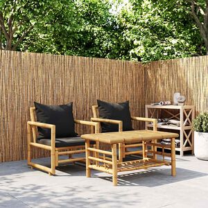 vidaXL Garden Chairs with Cushions 2 pcs Bamboo