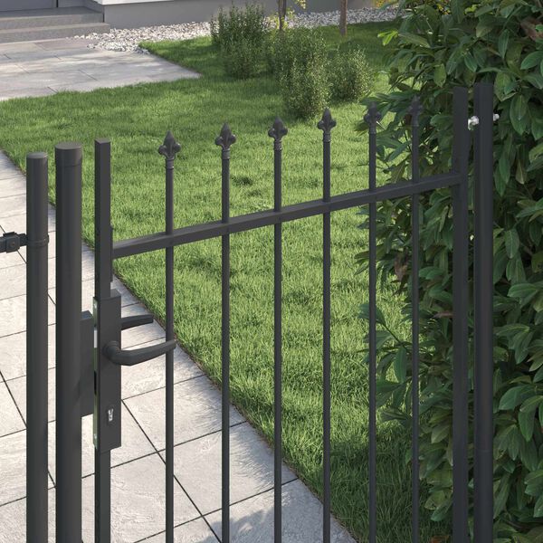 vidaXL Fence Gate Single Door with Spike Top Steel 1x1.2 m Black