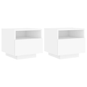vidaXL Bedside Cabinets with LED Lights 2 pcs White 40x39x37 cm
