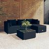vidaXL 5 Piece Garden Lounge Set with Cushions Poly Rattan Black