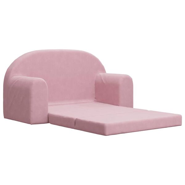 vidaXL Kids' Sofa Bed 2-Seater Pink Soft Plush