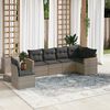 vidaXL 6 Piece Garden Sofa Set with Cushions Grey Poly Rattan