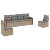 vidaXL 6 Piece Garden Sofa Set with Cushions Beige Poly Rattan
