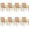 vidaXL Stacking Garden Chairs with Cushions 8 pcs Solid Teak Wood