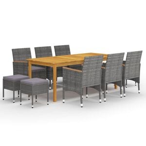 vidaXL 11 Piece Garden Dining Set Grey