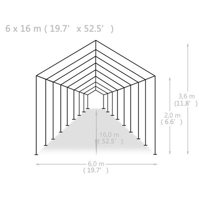 vidaXL Party Tent PE 6x16 m White