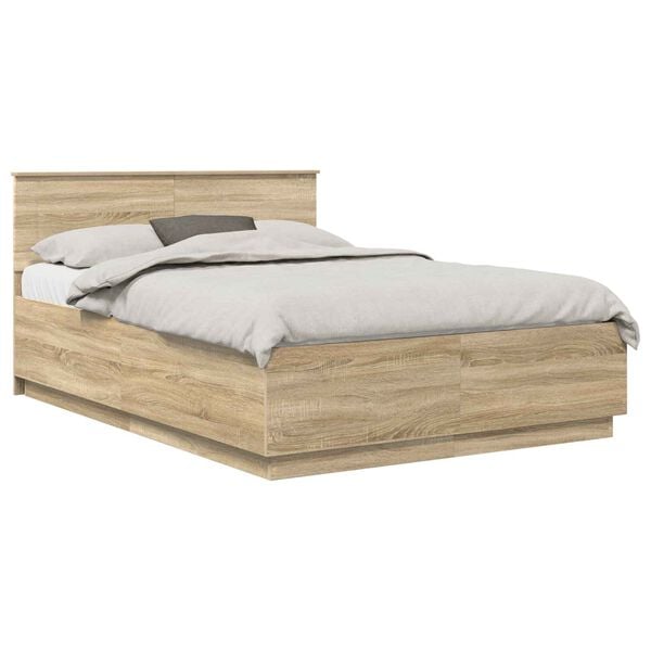 vidaXL Bed Frame Sonoma Oak 150 x 200 cm Engineered Wood