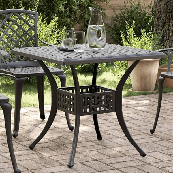vidaXL Garden Table Black 80x80x75 cm Cast Aluminium