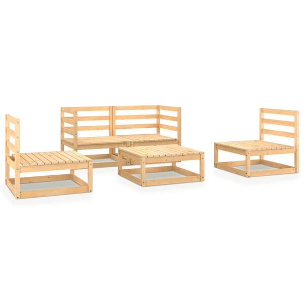 vidaXL 5 Piece Garden Lounge Set Solid Wood Pine