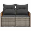 vidaXL Garden Sofa with Cushions 2-Seater Grey Poly Rattan