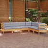 vidaXL 6 Piece Garden Lounge Set with Grey Cushions Solid Pinewood