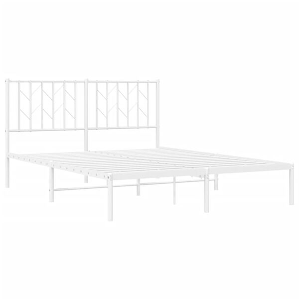 vidaXL Metal Bed Frame without Mattress with Headboard White 135x190cm