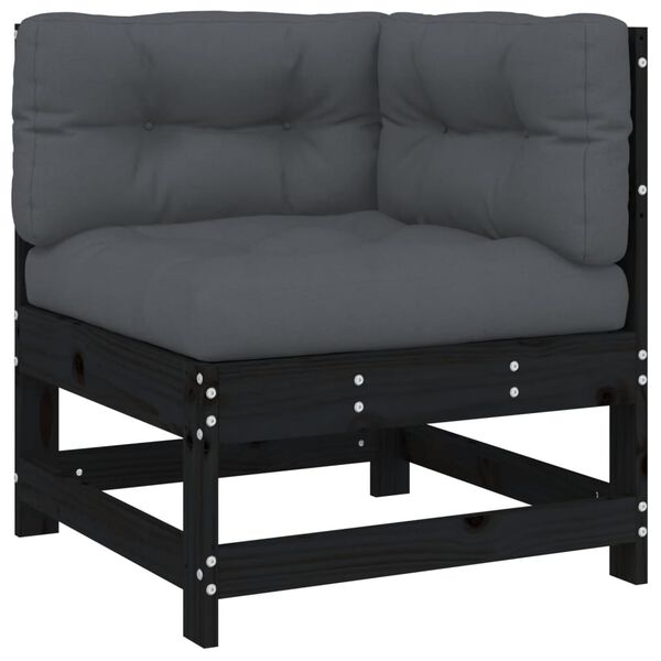 vidaXL 8 Piece Garden Lounge Set with Cushions Black Solid Wood