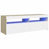 vidaXL TV Cabinet with LED Lights White and Sonoma Oak 120x35x40 cm