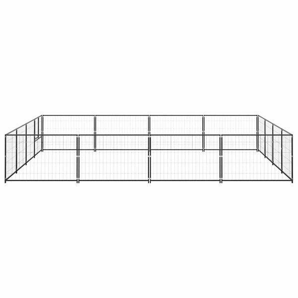 vidaXL Dog Kennel Black 16 m&sup2; Steel