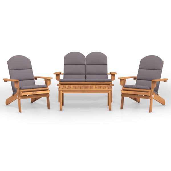 vidaXL 4 Piece Adirondack Garden Lounge Set Solid Wood Acacia