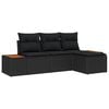 vidaXL Garden Sofa Set with Cushion 4 pcs Black Poly Rattan