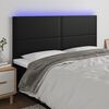 vidaXL LED Headboard Black 160x5x118/128 cm Faux Leather