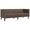 vidaXL Chesterfield Sofa 3-Seater Brown Faux Leather
