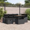 vidaXL Garden Sofa Set Height-Adjustable 7 pcs Black Poly Rattan
