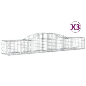 vidaXL Arched Gabion Baskets 3 pcs 300x50x40/60 cm Galvanised Iron