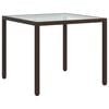 vidaXL Garden Table 90x90x75 cm Tempered Glass and Poly Rattan Brown
