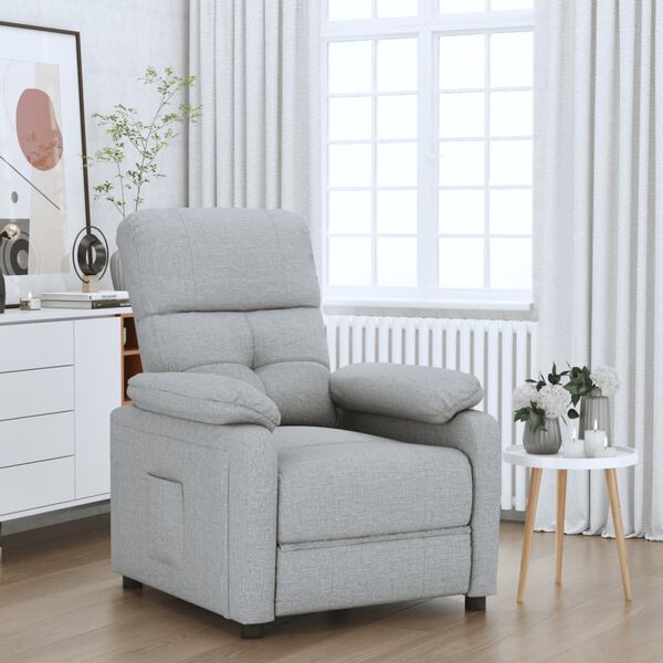 vidaXL Recliner Chair Light Grey Fabric
