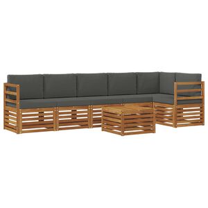 vidaXL Outdoor Sofa Set 7 pcs Natural and Anthracite Polyester
